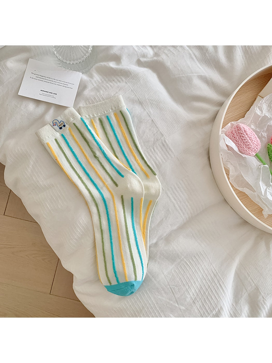 Rufia - Playful Geometric Pattern Crew Socks