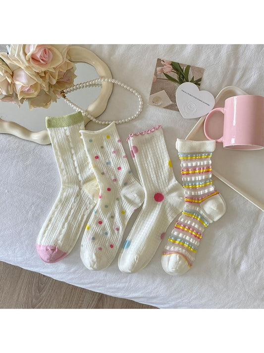 Rufia - Colorful Mesh Crew Socks - Breezy & Fun