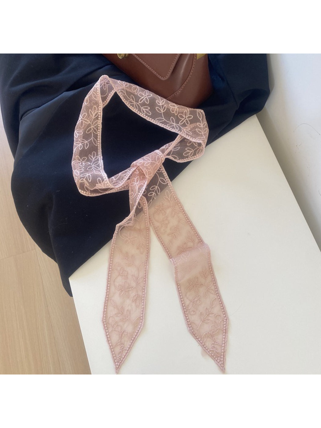 Scarvii Sheer Floral Lace Skinny Scarf