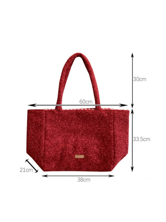 Cosbai – Plush Tote Bag with Checkered Lining