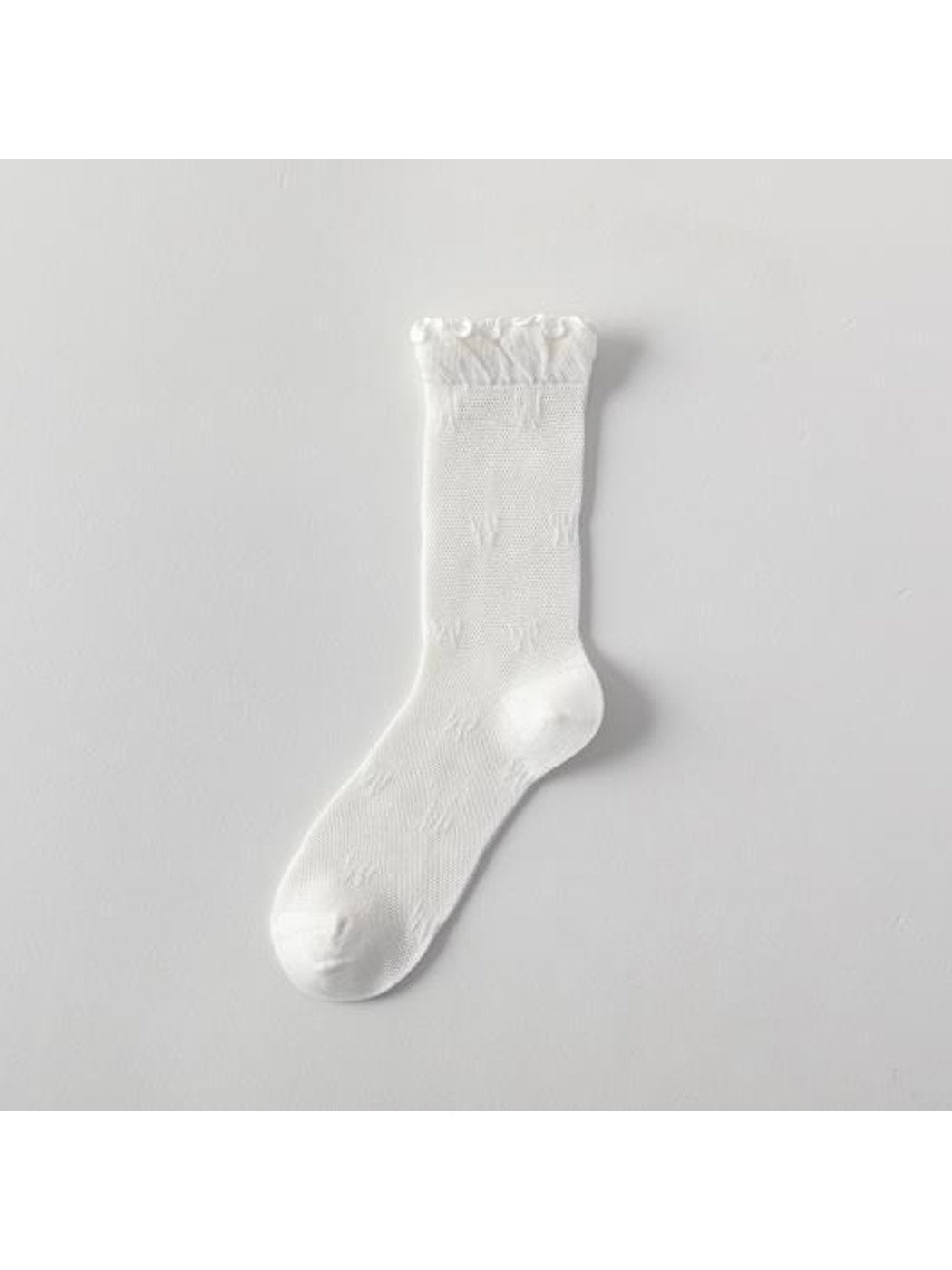 Rufia - Muted Solid Color Ruffle Crew Socks