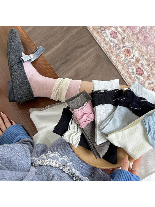 Rufia - Layered Ruffle Cozy Crew Socks