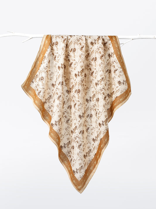 Scarvii - Sweet Floral Print Small Square Scarf