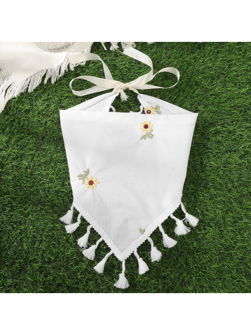 Scarvii Boho Floral Tassel Triangle Scarf