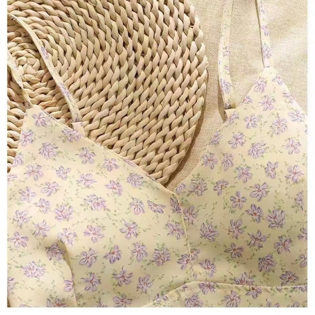 Vesty - Floral French Strappy Top - Sweet & Sexy
