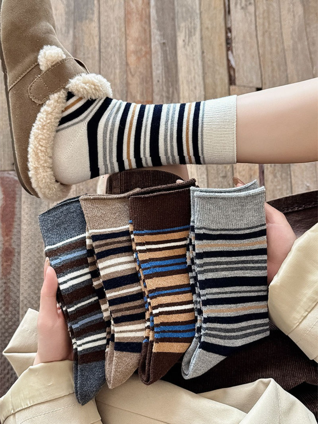 Rufia - Classic Multi-Stripe Crew Socks
