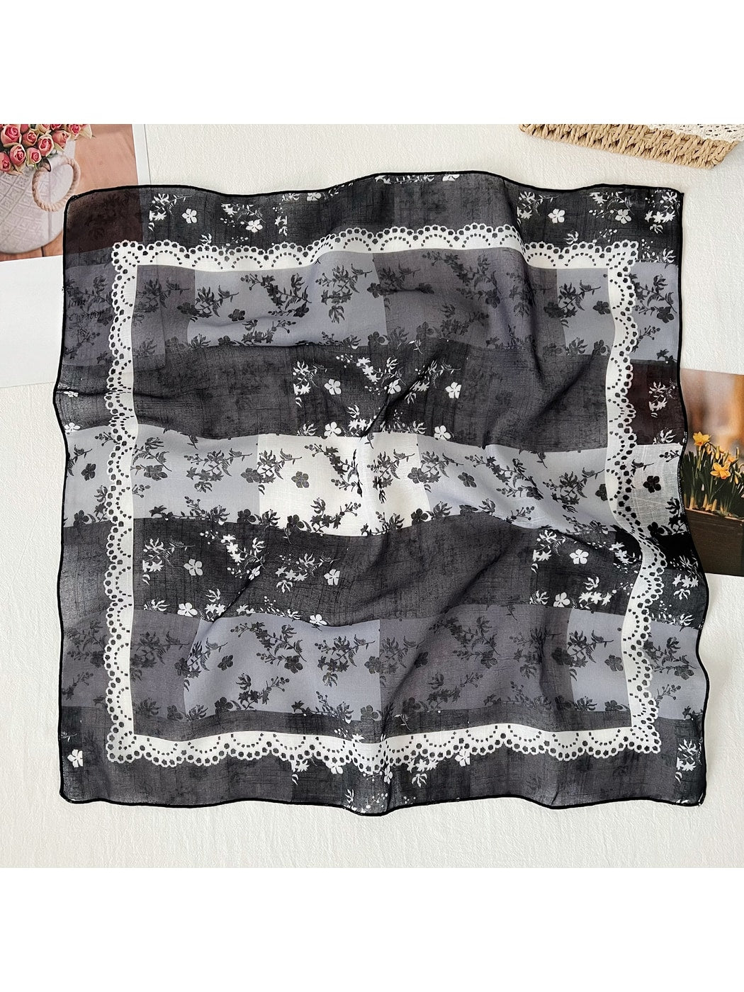 Scarvii - Patterned Patchwork Style Square Scarf