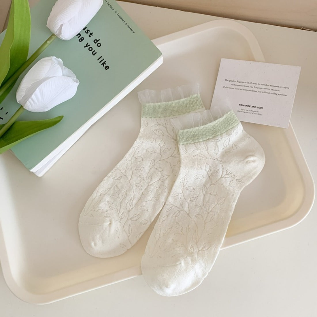 Rufia - Pastel Green & Pink Summer Ankle Socks