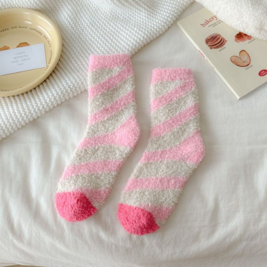 Rufia - Ice Cream Color Coral Fleece Warm Socks