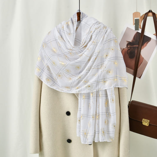 Scarvii - Golden Dandelion Printed Scarf - Stylish &Soft