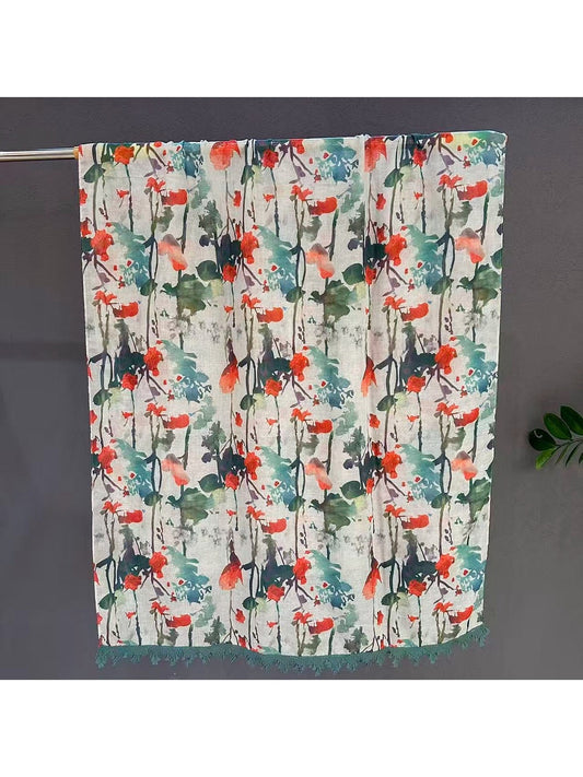 Scarvii - Artistic Floral Print Summer Wrap Scarf