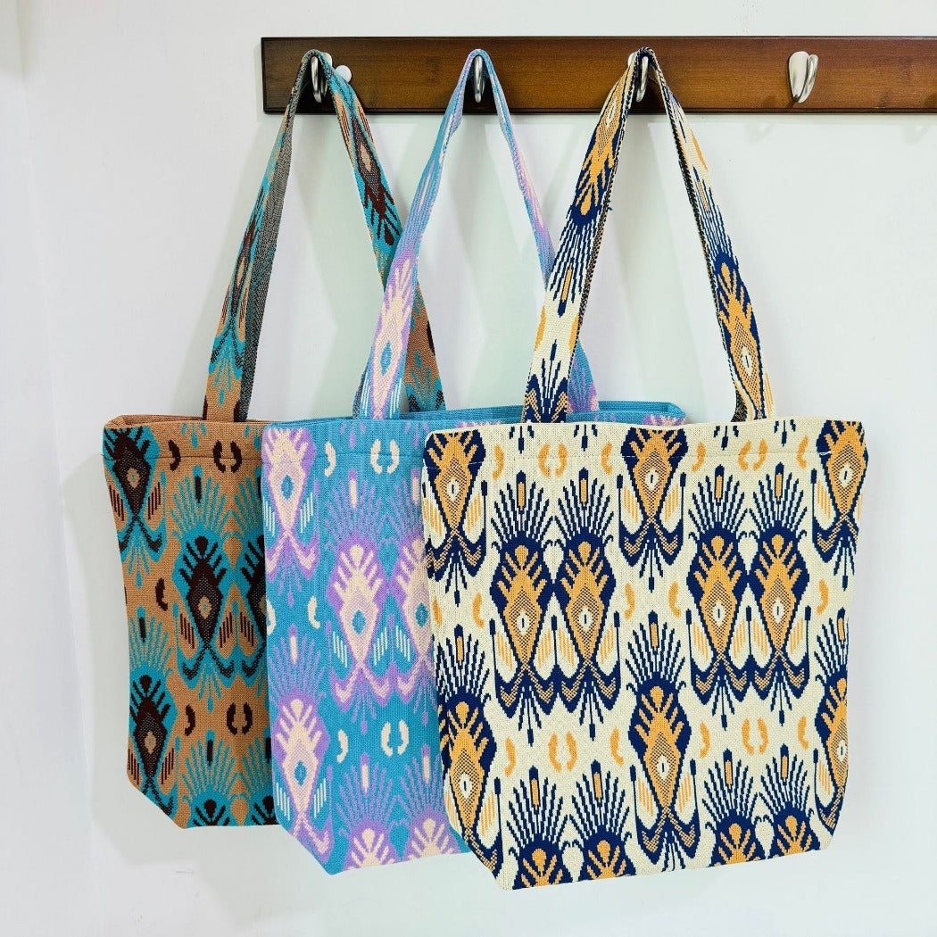 Cosbai - Atlas Print knit Shoulder Bag - Spacious & Vintage