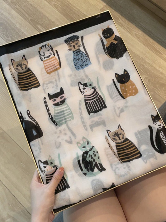 Scarvii - Playful Cat Print Scarf