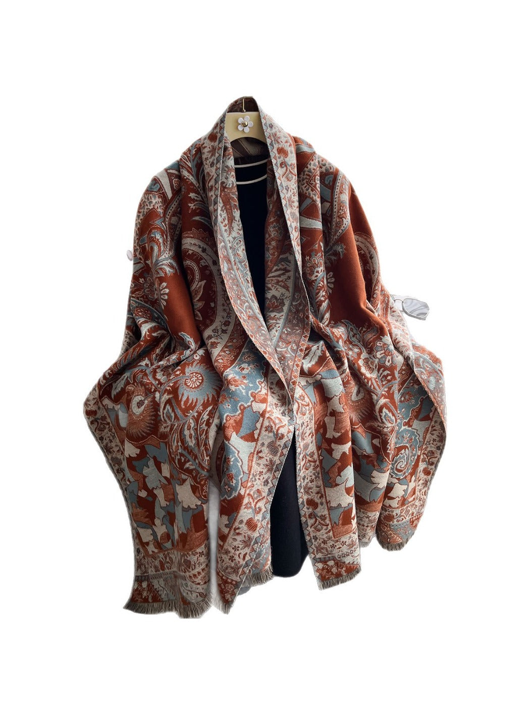 Scarvii - Vintage Cozy Classic Paisley Print Scarf