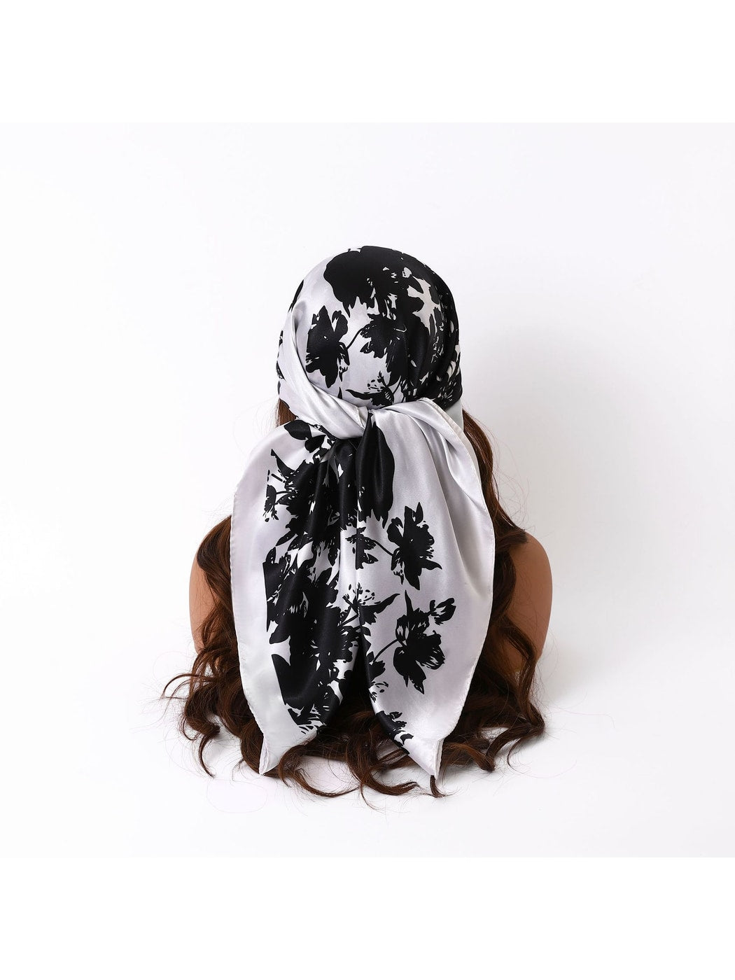 Scarvii - Elegant Black and White Print Square Scarf