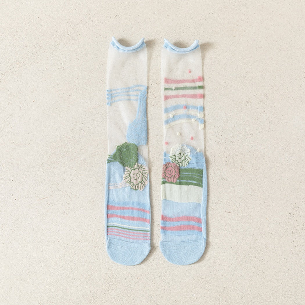 Rufia- Artistic Pattern Sheer Summer Socks