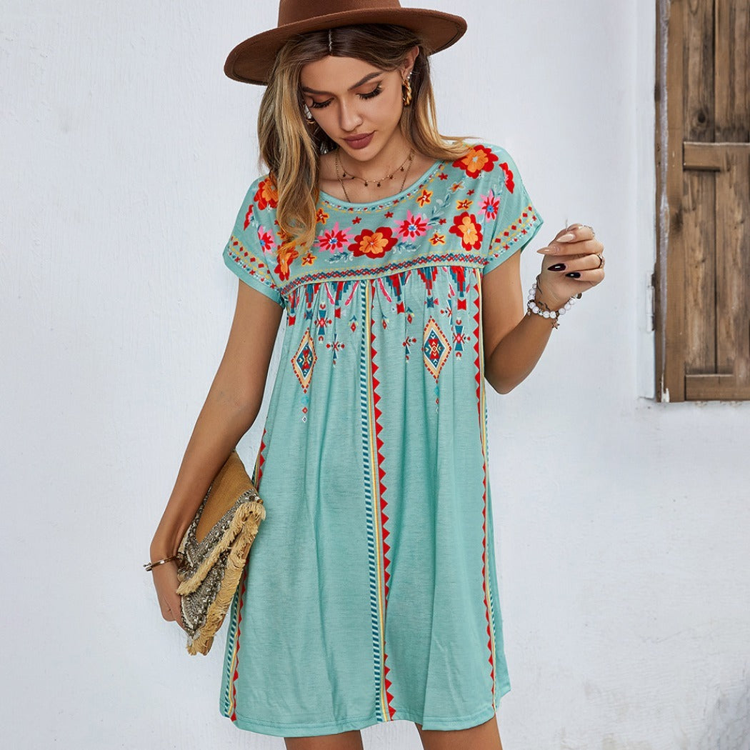 Troposa - Flowy Boho Print Dress for Everyday Wear