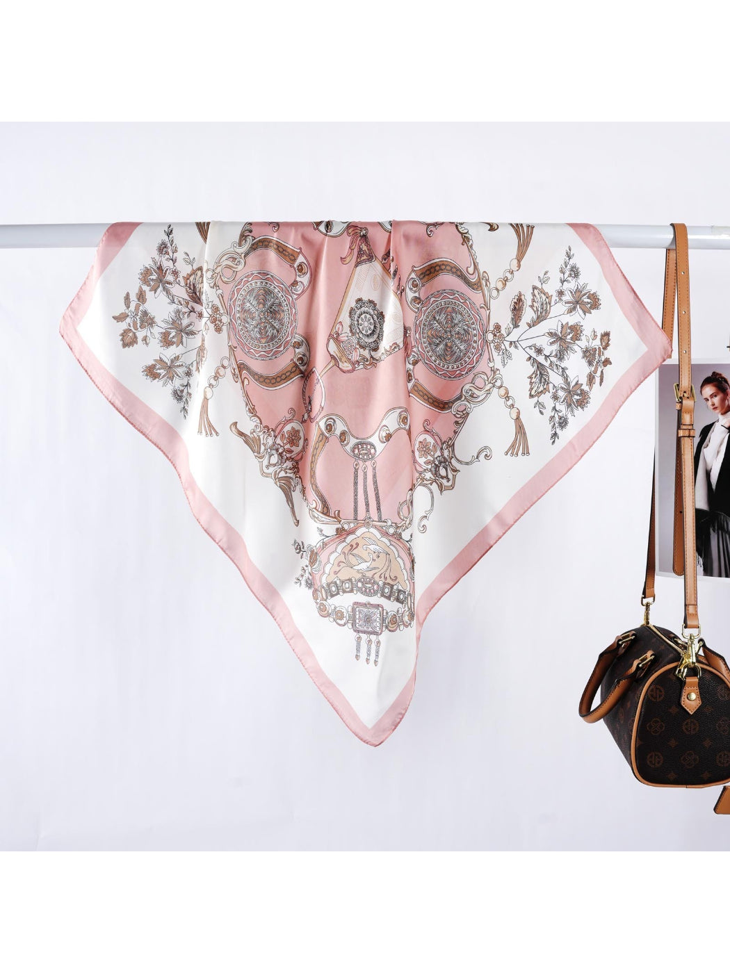 Scarvii - Vintage Jewelry Print Square Scarf