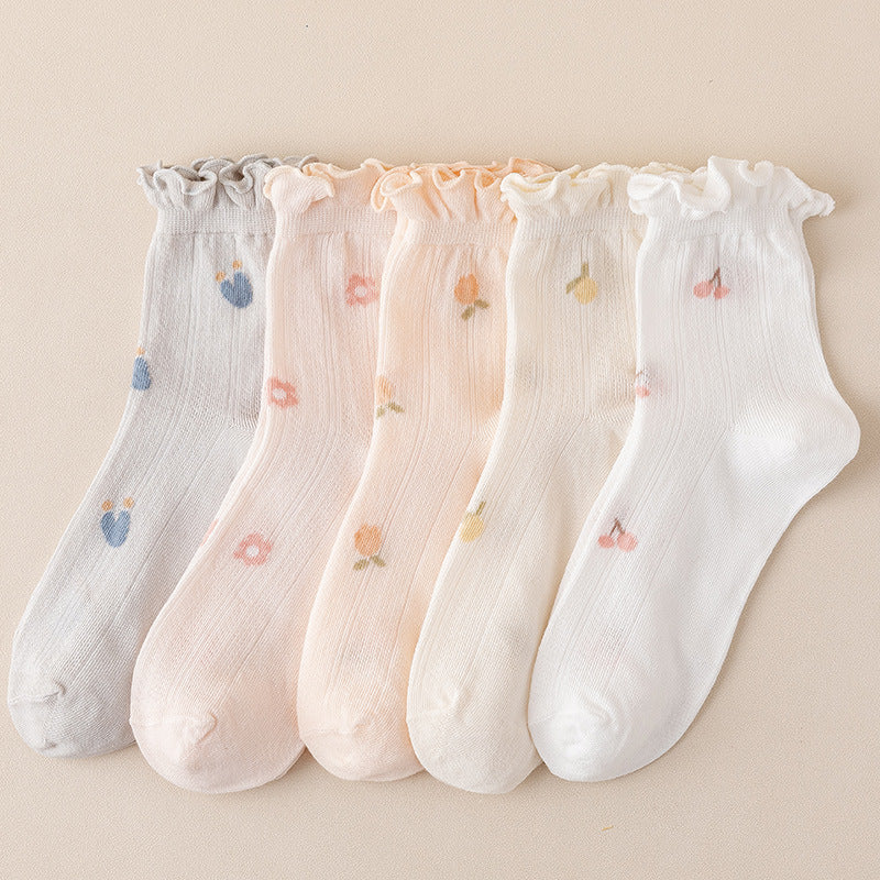 Rufia - Floral Print Ruffle Socks