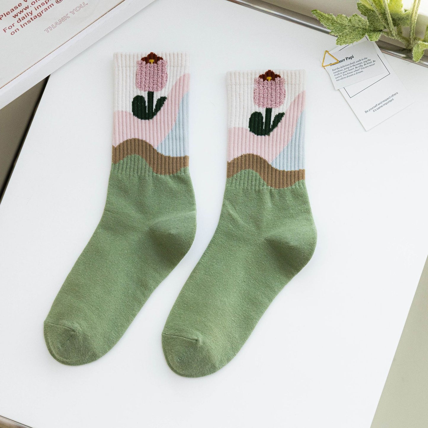 Rufia - 3D Floral Women’s Mid-Calf Socks