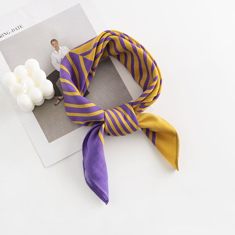 Scarvii - Contrast Stripe Colorful Square Scarf