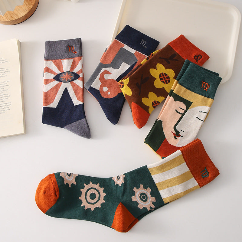 Rufia - 4 Pairs Zodiac Sign Socks