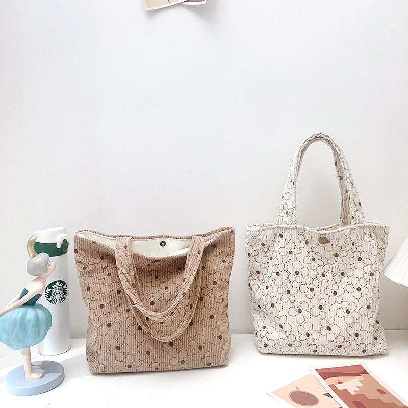Vintage Sakura Corduroy Tote Bag