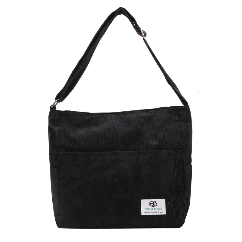 Solid Color Corduroy Crossbody Bag