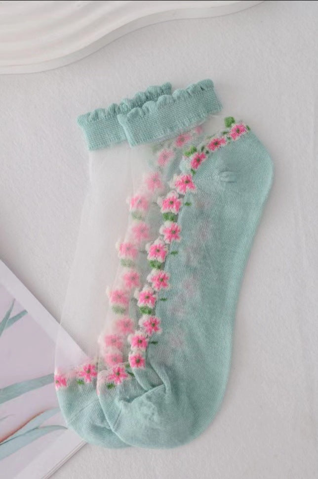 Rufia - Floral Short Ankle Sheer Socks