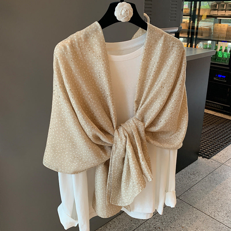 Product image for Scarvii - Scattered Dot Gold Foil Scarf (Khaki)
