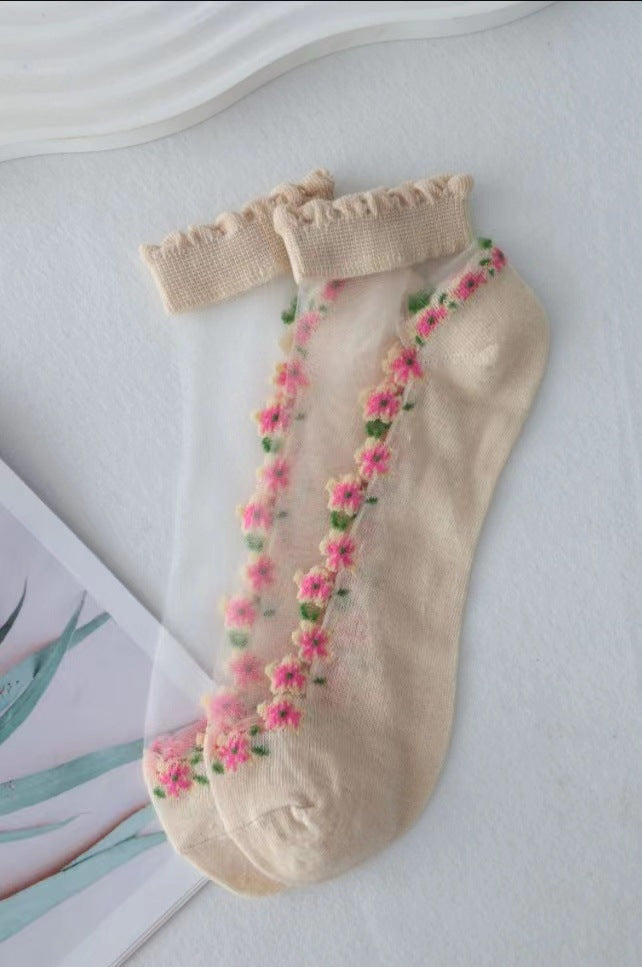 Rufia - Floral Short Ankle Sheer Socks