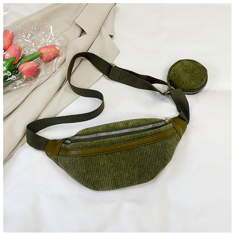 Cosbai - Corduroy Texture Waist Coin Purse