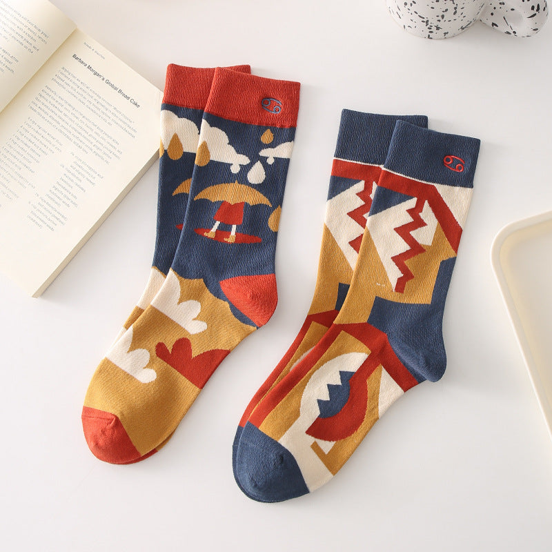 Rufia - 4 Pairs Zodiac Sign Socks