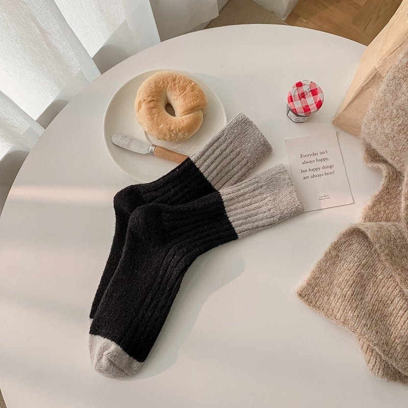 Rufia - Colorblock Plush Thickened Warm Socks