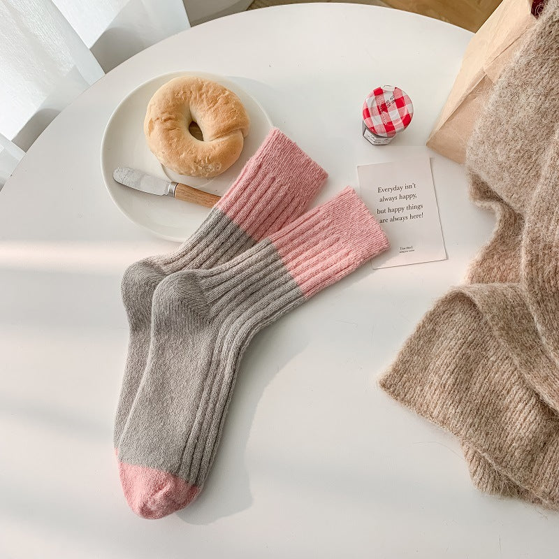 Rufia - Colorblock Plush Thickened Warm Socks