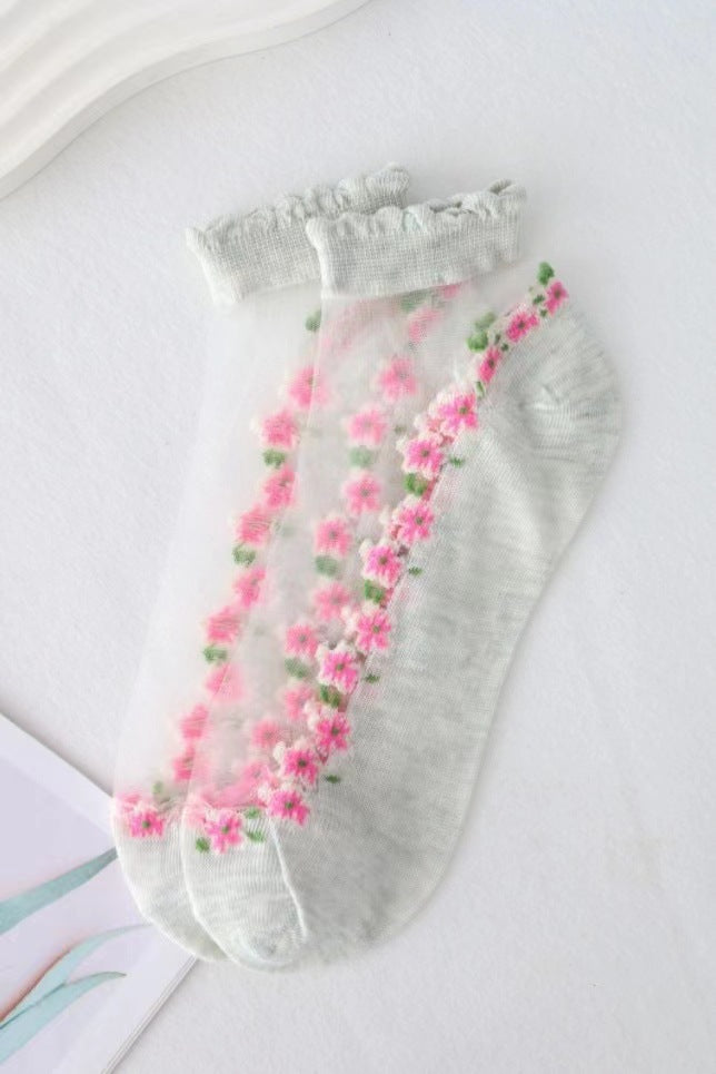 Rufia - Floral Short Ankle Sheer Socks