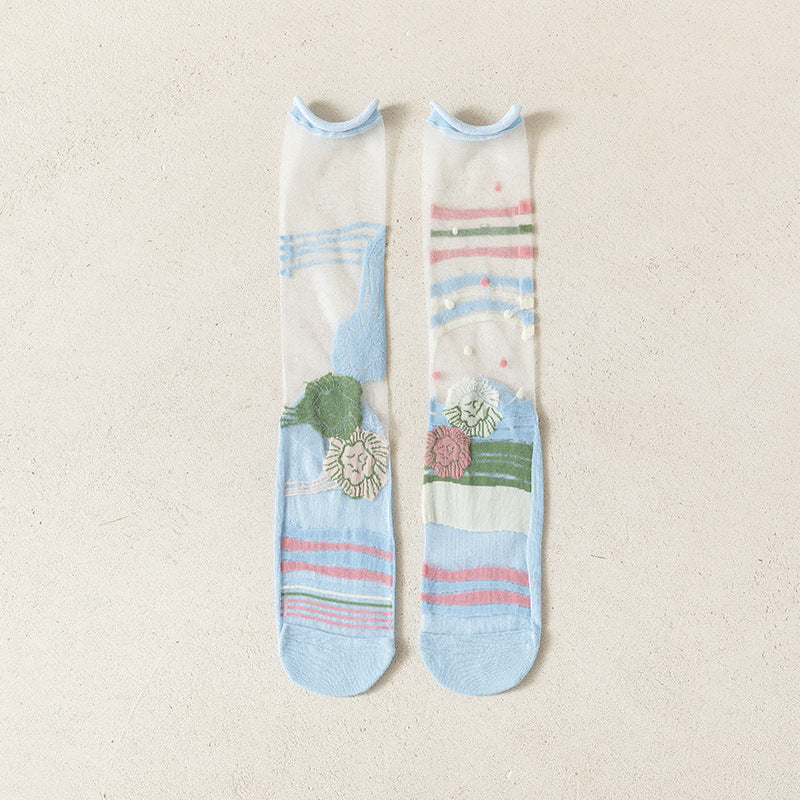 Rufia- Artistic Pattern Sheer Summer Socks