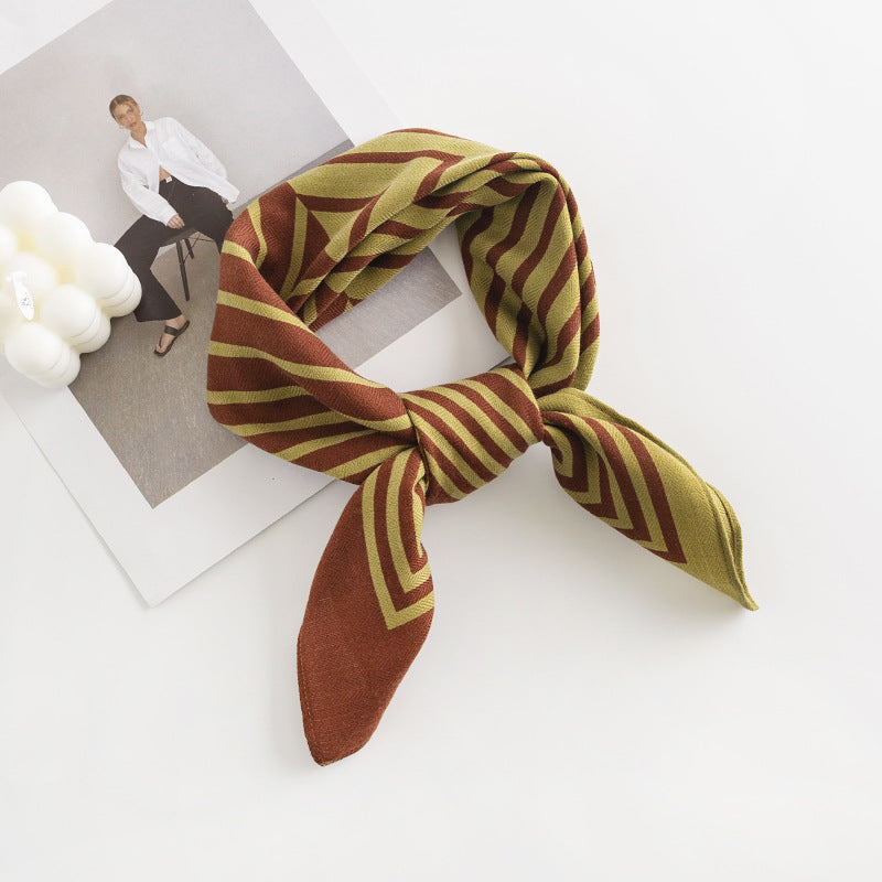 Scarvii - Contrast Stripe Colorful Square Scarf