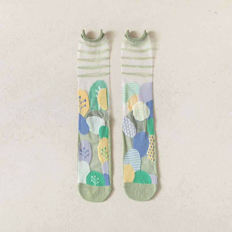 Rufia- Artistic Pattern Sheer Summer Socks