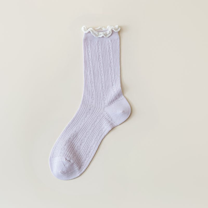 Rufia - Adorable Purple Patterned Sheer Socks