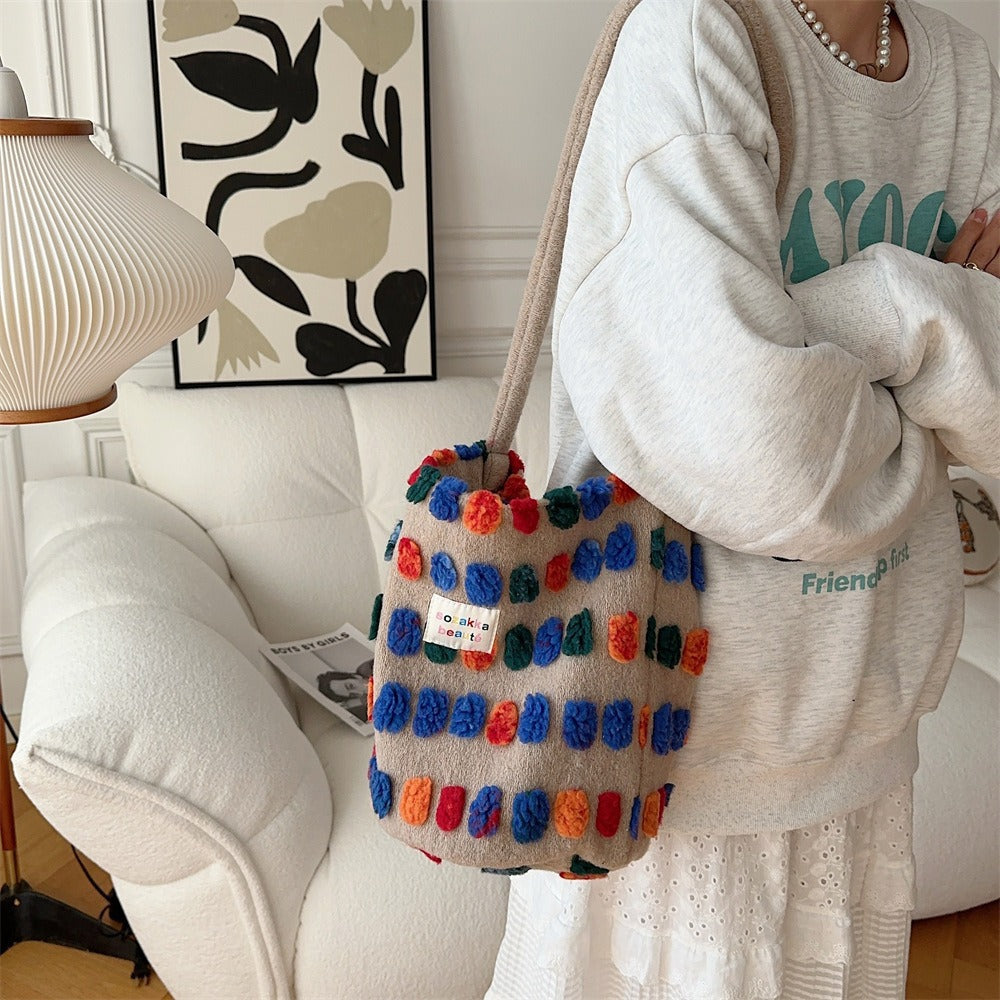 Cosbai - Colorful Plush Tote and Bucket Bag – Playful & Practical