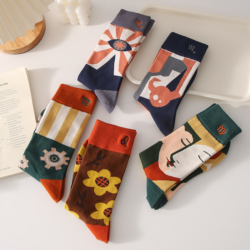 Rufia - 4 Pairs Zodiac Sign Socks