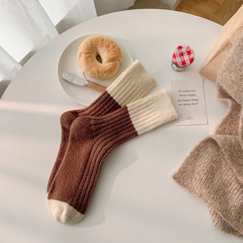 Rufia - Colorblock Plush Thickened Warm Socks