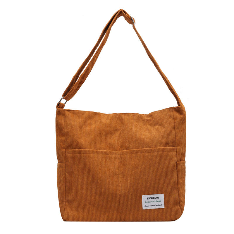 Solid Color Corduroy Crossbody Bag
