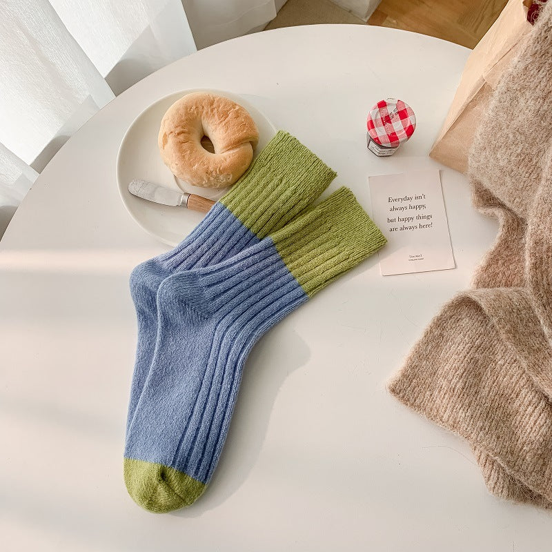 Rufia - Colorblock Plush Thickened Warm Socks