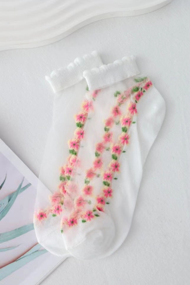 Rufia - Floral Short Ankle Sheer Socks
