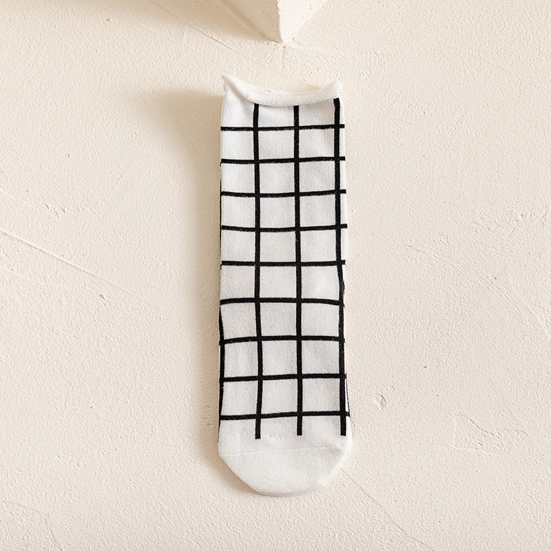 Rufia - Hip-Hop Classic Black and White Cow Print Striped Socks