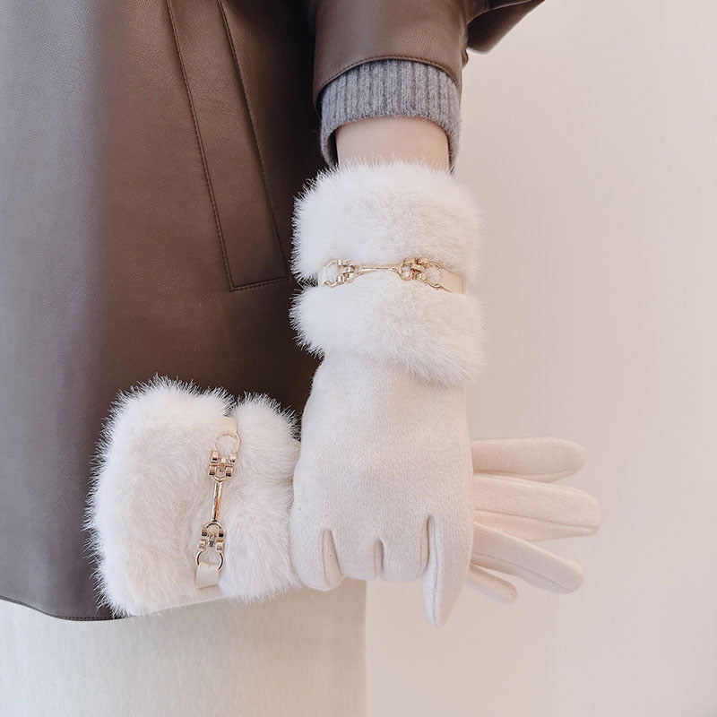 Scarvii - Classic Faux Fur Accent Gloves