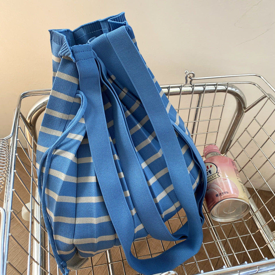 Ruffle Woven Fabric Shoulder Handbag