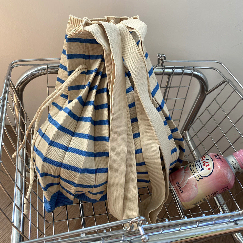 Ruffle Woven Fabric Shoulder Handbag